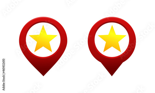 Map pointer with star icon. Star favorite location. Illustration vector