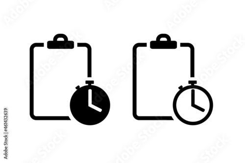Clipboard and clock icon. Planning, efficiency, project management design concept. Illustration vector