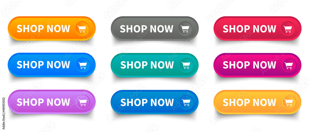 Shop now. Set of button shop now or buy now. Modern collection for web site. Vector illustration. Shop now. Set of button shop now or buy now. Modern collection for web site. Vector illustration.