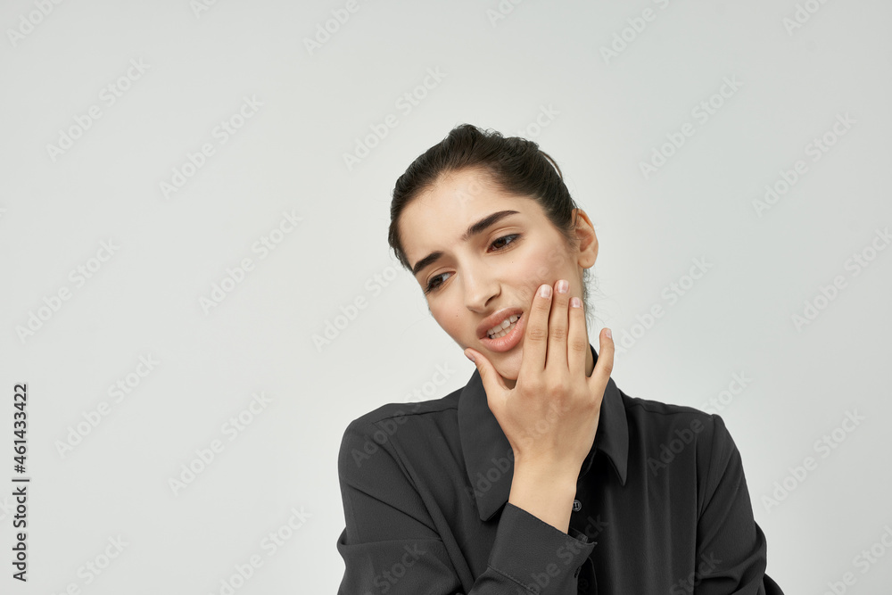 unhappy woman dental problems emotions depression light background unhappy woman dental problems emotions depression light background