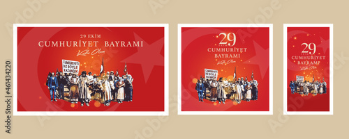 29 ekim Cumhuriyet Bayrami kutlu olsun, Republic Day Turkey. Translation: 29 october Republic Day Turkey and the National Day in Turkey happy holiday. graphic for design elements vector illustration.