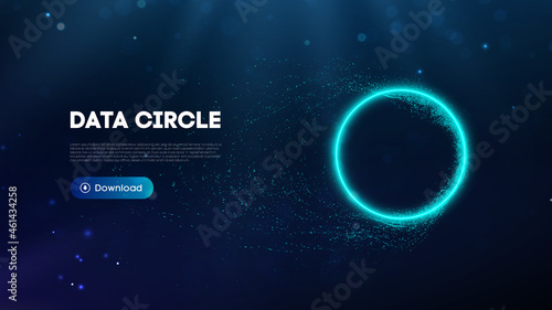 Data circle digital technology background. Internet network abstract background. Big data circle vector illustration.