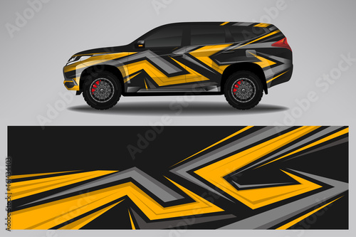 Wrap car vector design decal. Graphic abstract line racing background design for vehicle  race car  rally  adventure livery camouflage.