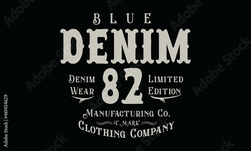 Blue Denim supply Original College Vintage varsity vector tee shirt graphics and grunge artwork -1	