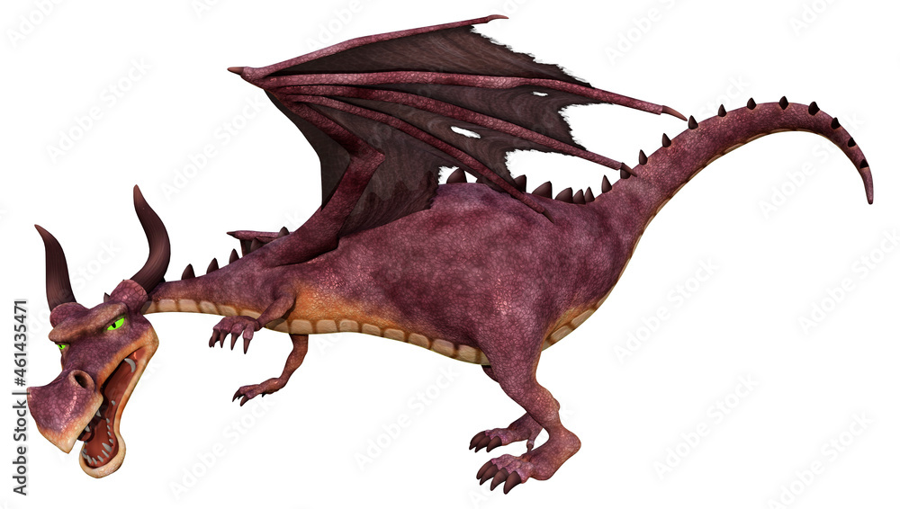 3D Rendering Fairy Tale Dragon on White 3D Rendering Fairy Tale Dragon on White