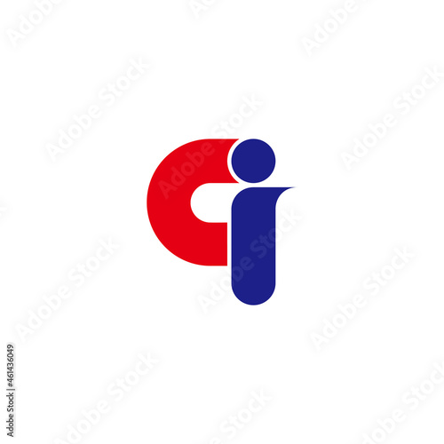 letter ci simple motion geometric logo vector
