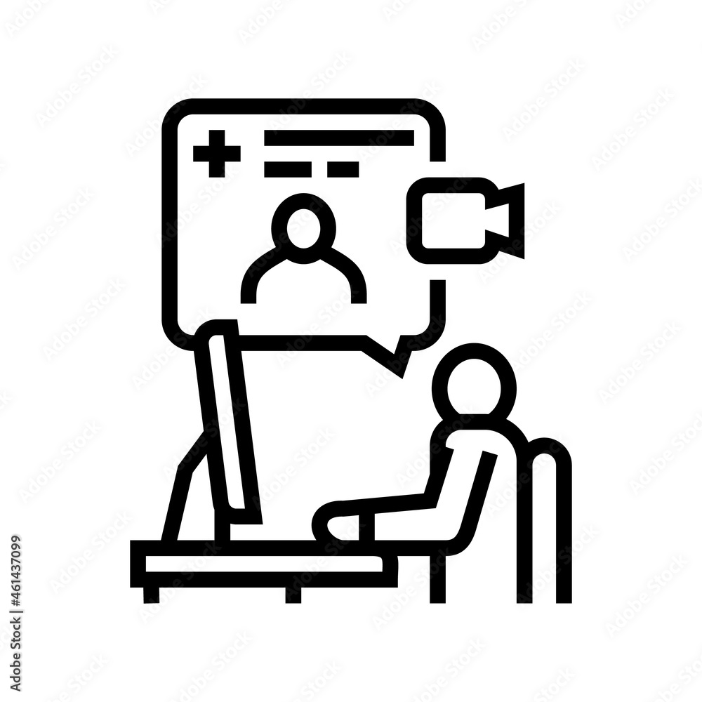 video consultation line icon vector. video consultation sign. isolated contour symbol black illustration video consultation line icon vector. video consultation sign. isolated contour symbol black illustration