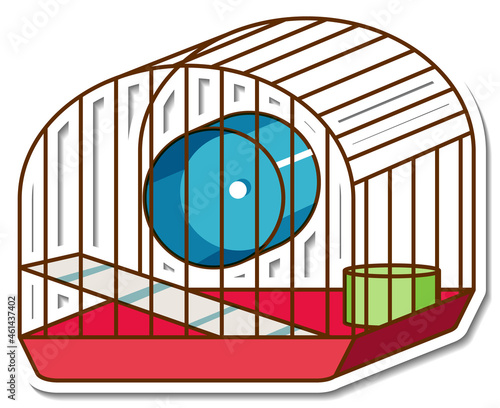 A sticker template with an empty mouse cage isolated