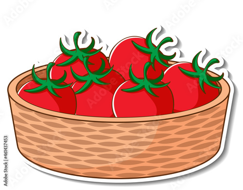 Sticker basket with many tomatoes