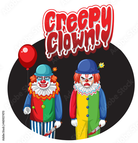 Creepy Clown badge with two creepy clowns