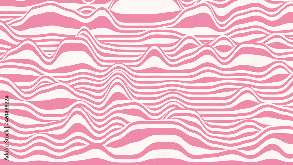 Trendy 3D lollipop stripes distorted backdrop. Candy ripple backdrop with optical illusion effect