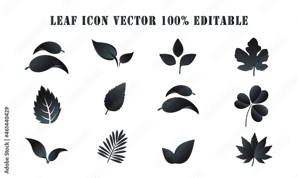 leaf icons set on white background
