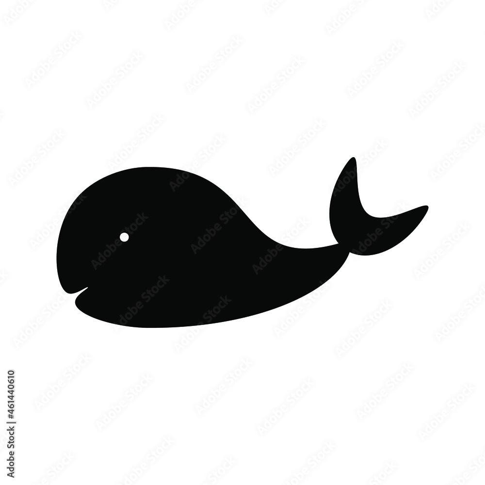 Obraz premium A flat whale icon, a simple whale illustration, a sea life logo