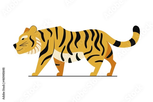 Fototapeta Naklejka Na Ścianę i Meble -  Vector tiger side view isolated on white background. Predator illustration