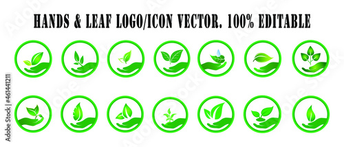 leaf icons set on white background photo