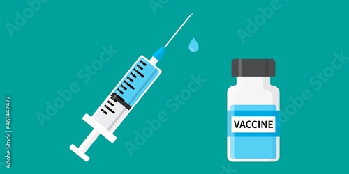 Icon syringe and bottle with vaccine from covid-19 virus photo