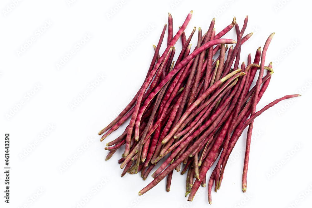 Fototapeta premium Red yard long beans isolated on white