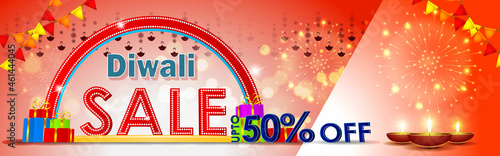 Diwali Festive Season Sale banner, Limited offer Dipawali, Indian festival, Diya lamp, oil lamp, vector illustration offer banner, advertisement