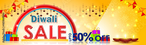 Diwali Festive Season Sale banner, Limited offer Dipawali, Indian festival, Diya lamp, oil lamp, vector illustration offer banner, advertisement