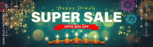 Diwali Festive Season Sale banner, Limited offer Dipawali, Indian festival, Diya lamp, oil lamp, vector illustration offer banner, advertisement