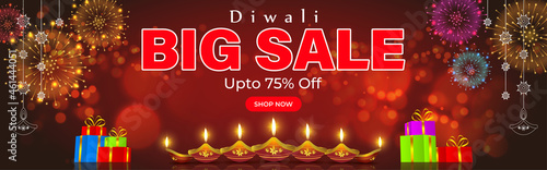 Diwali Festive Season Sale banner, Limited offer Dipawali, Indian festival, Diya lamp, oil lamp, vector illustration offer banner, advertisement