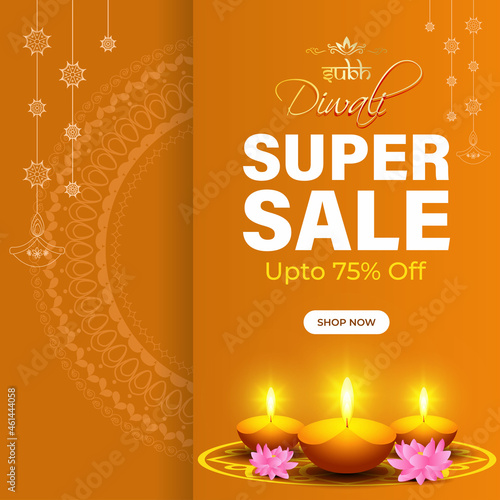 Diwali Festive Season Sale banner, Limited offer Dipawali, Indian festival, Diya lamp, oil lamp, vector illustration offer banner, advertisement