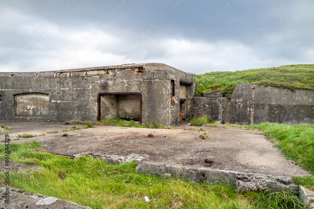 The ruins of Lenan Head fort at the north coast of County Donegal, Ireland.