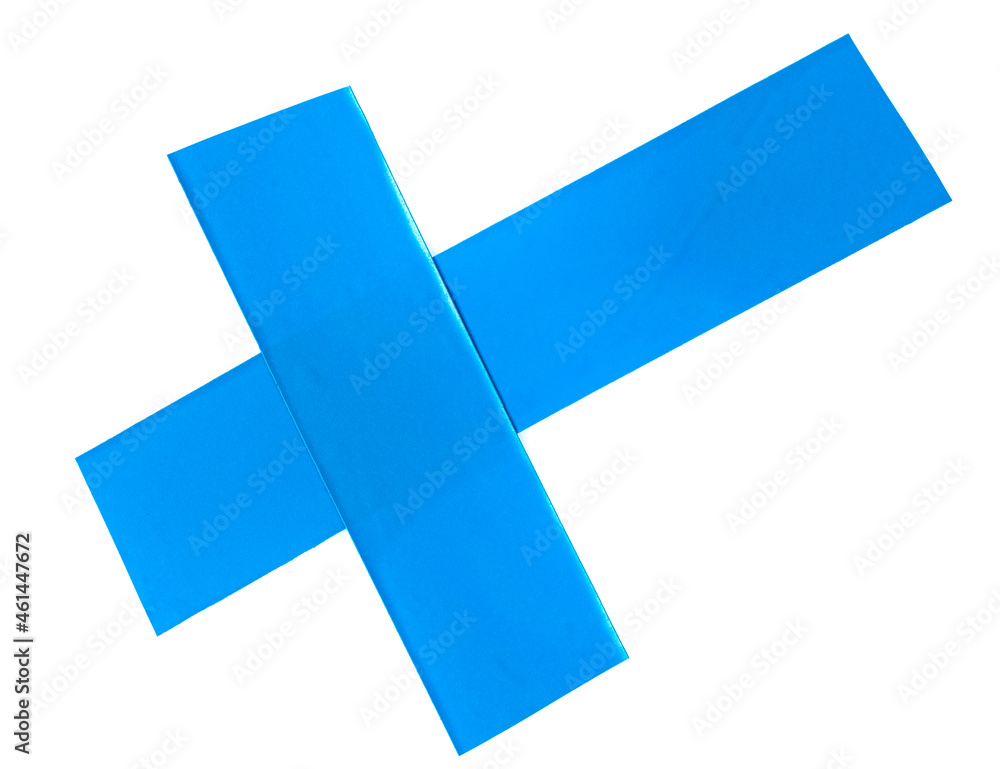 Blue pieces of Insulating tape isolated on a white background. adhesive tape Blue pieces of Insulating tape isolated on a white background. adhesive tape