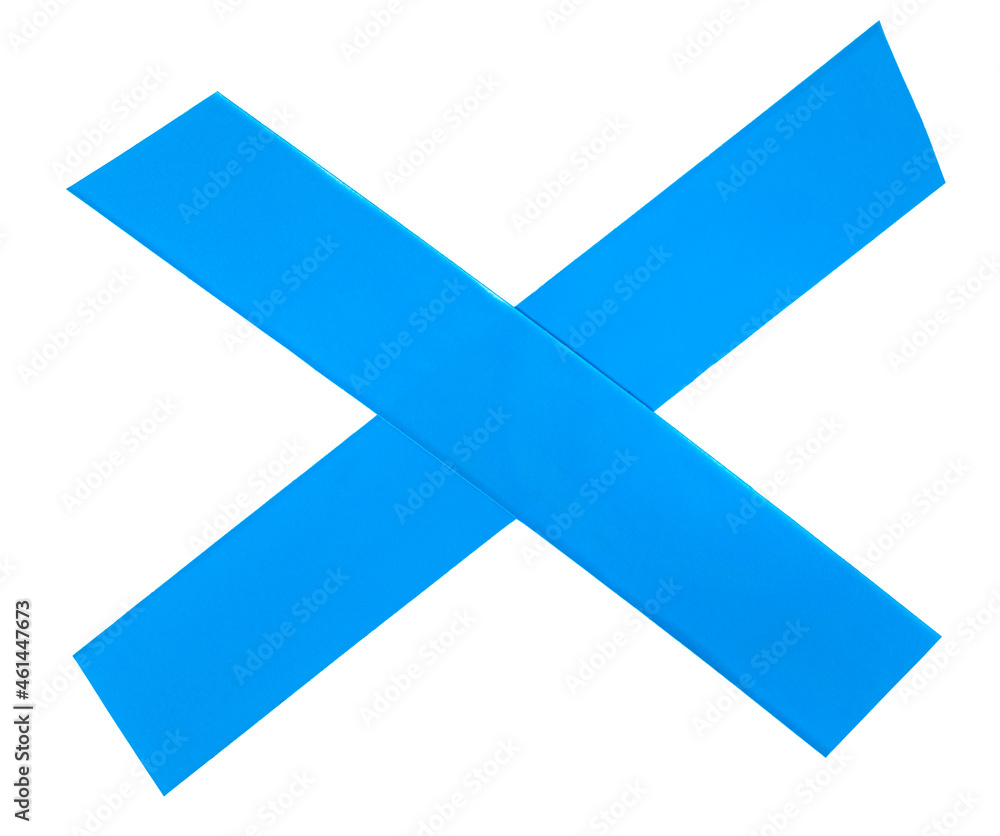 Blue pieces of Insulating tape isolated on a white background. adhesive tape Blue pieces of Insulating tape isolated on a white background. adhesive tape