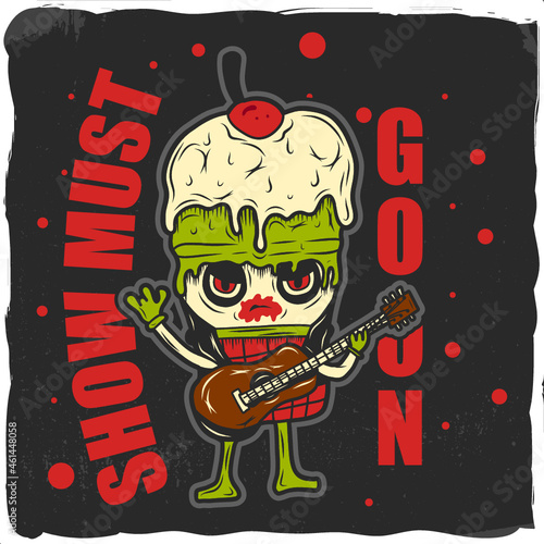 Ice cream musician with the guitar, t-shirt design