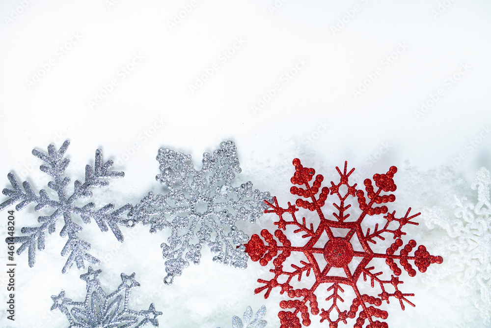 custom made wallpaper toronto digitalBorder of snowflakes in the snow on a white background.