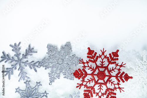 Wallpaper Mural Border of snowflakes in the snow on a white background. Torontodigital.ca