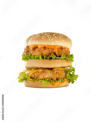 Double cheese burger with fresh greens