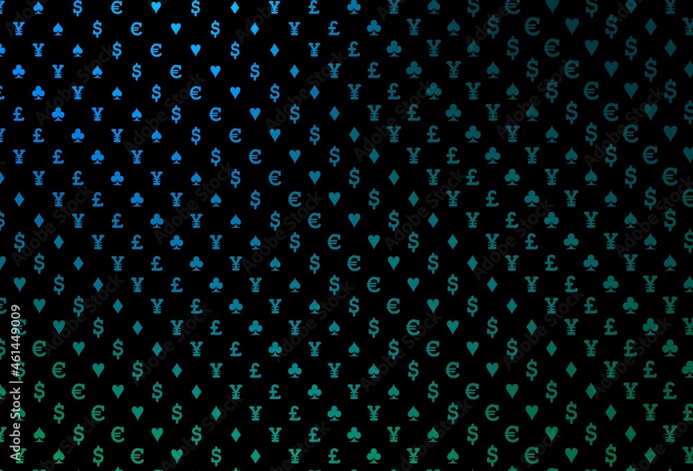 Dark blue, green vector texture with playing cards. Dark blue, green vector texture with playing cards.