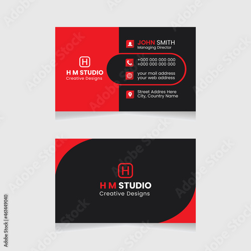 Vector modern creative simple and clean business card design, red abstract unique luxury and professional name card design, print ready corporate and brand identity design.
