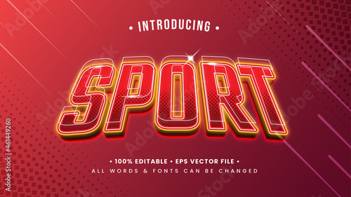 Sport 3d Text Style Effect. Editable illustrator text style.