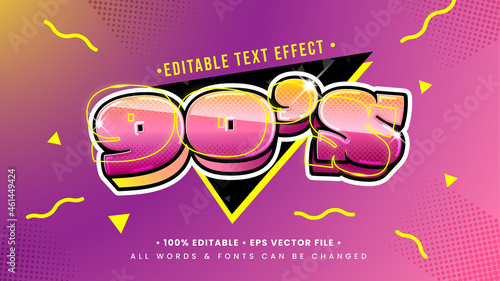 90's Retro 3d Text Style Effect. Editable illustrator text style. photo