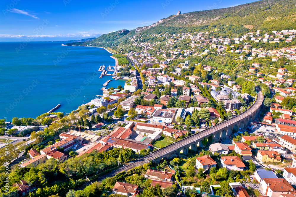Aerial view of Trieste coastline view