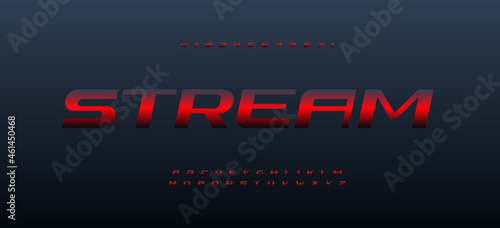 Stream font alphabet letters. Modern logo typography. Minimal dynamic typographic design. Wide letter set for speed logo, sport headline, race lettering and branding type. Isolated vector typeset