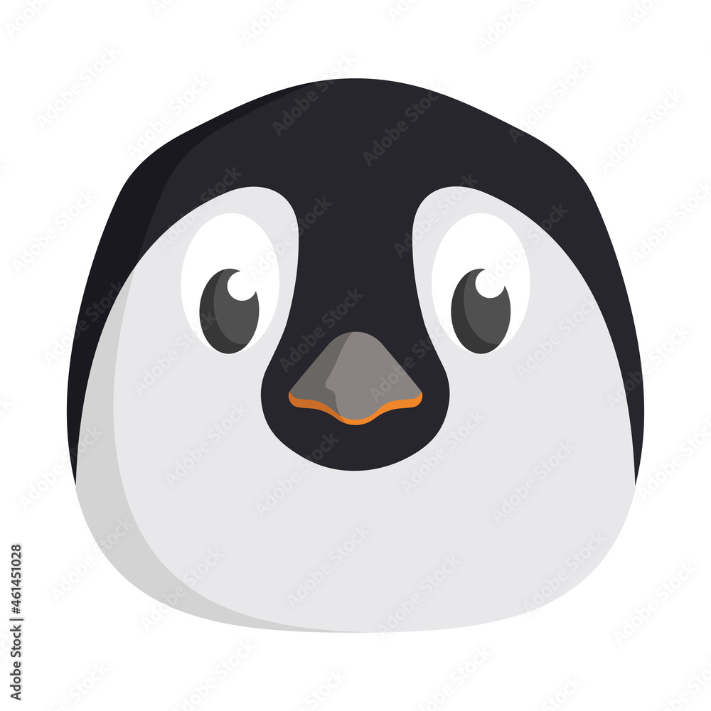 Fototapeta premium Penguin face front view. Animal head in cartoon style.