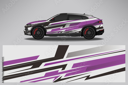 Wrap car vector design decal. Graphic abstract line racing background design for vehicle  race car  rally  adventure livery camouflage.