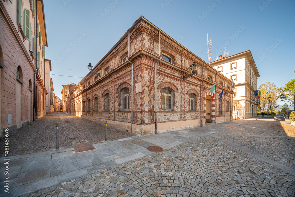 Cuneo, Piedmont, Italy - October 6, 2021: Faculty of Agriculture in the ancient buildings of the former slaughterhouse renovated in Piazza Torino and in Via Saluzzo