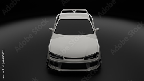 old car made with blender. aggressive look from front.