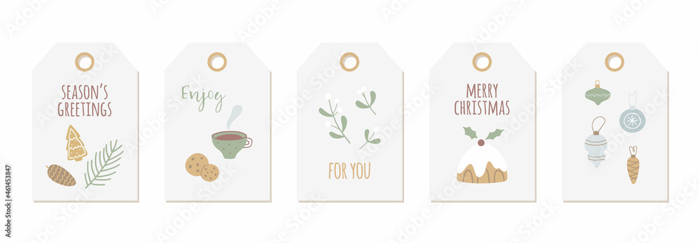 Merry Christmas and Happy New Year hand drawn labels set. Winter season greetings. Vector template. Merry Christmas and Happy New Year hand drawn labels set. Winter season greetings. Vector template.