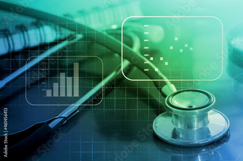 Bild auf Leinwand healthcare business investment, medical innovation concept with graph