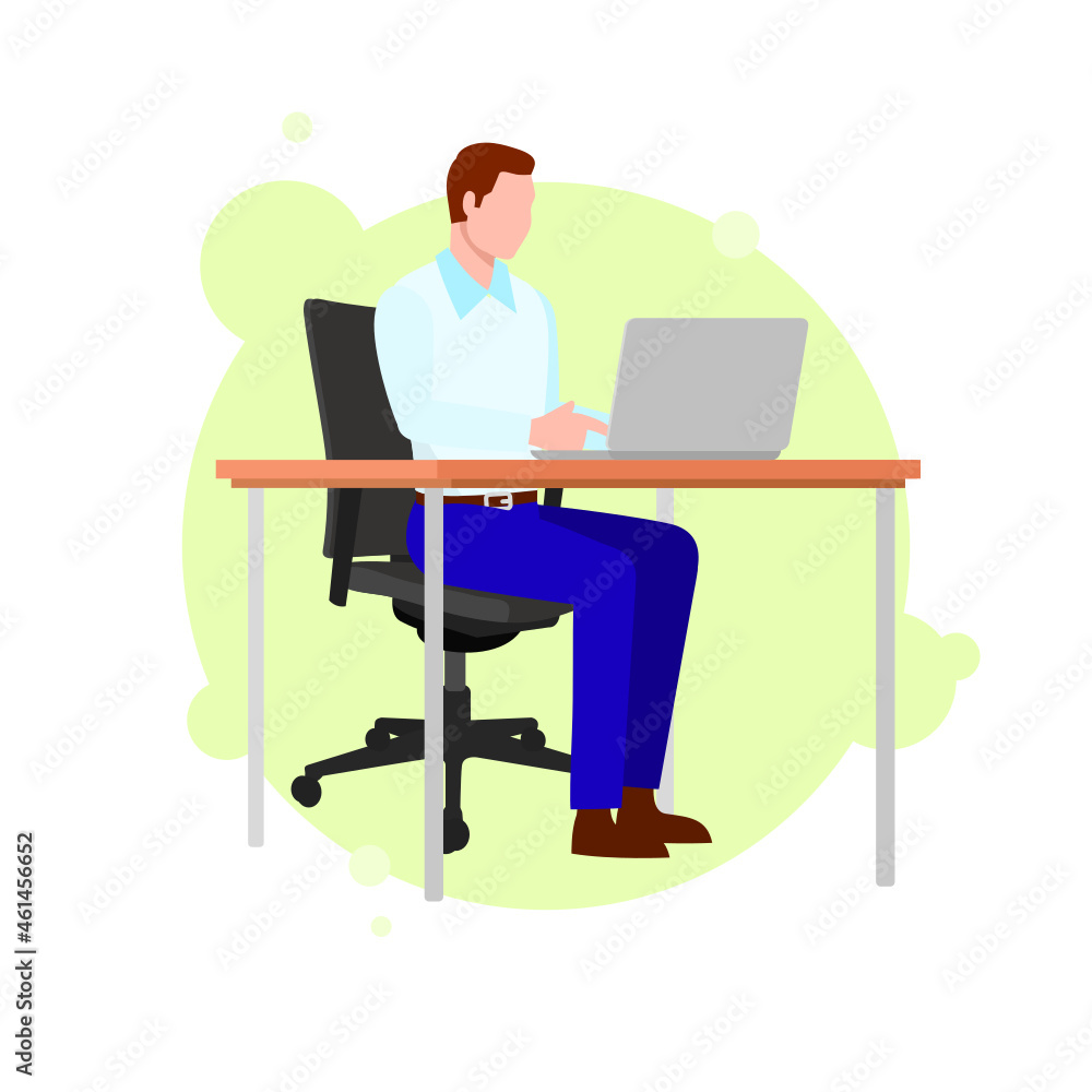 Businessman working on Notebook Illustration