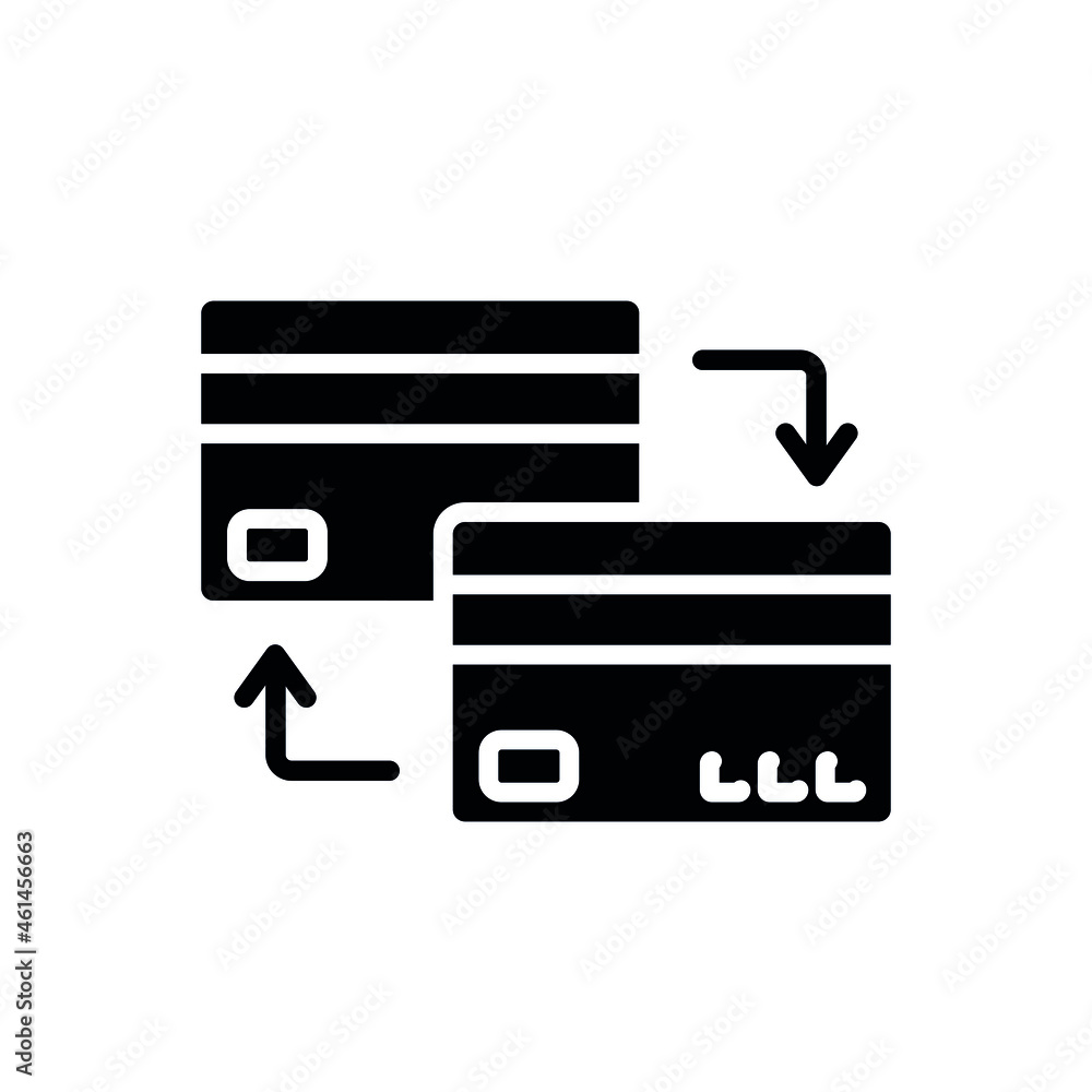 Exchange Bank card glyph icon. Vector fill black illustration. Exchange Bank card glyph icon. Vector fill black illustration.