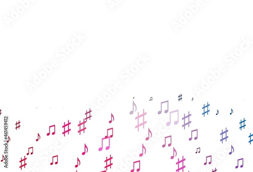 Light Blue  Red vector backdrop with music notes.