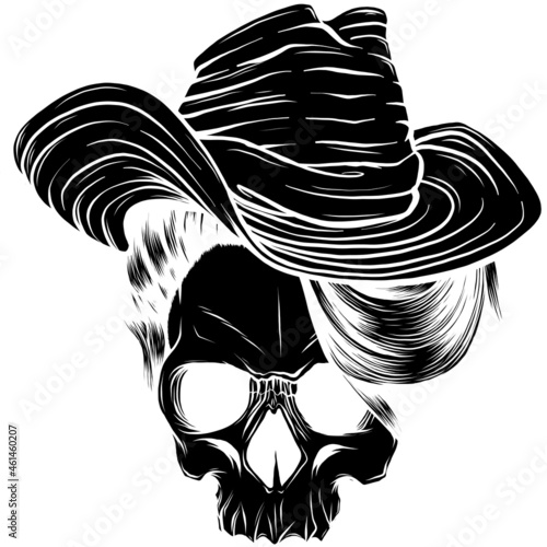 silhouette of cowboy hat skull vector illustration