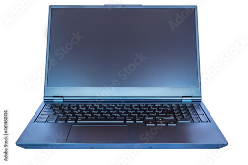 Black gaming laptop for high performance purposes with spanish keyboard